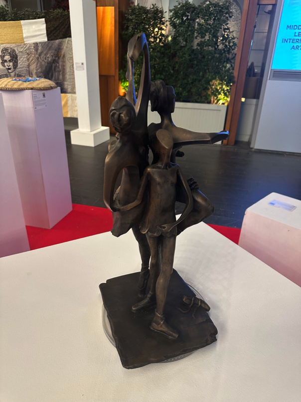 Close-up of bronze sculpture In Search of Yourself — a poetic representation of legacy, femininity, and the timeless aspiration to become a ballerina, passed from mother to daughter.